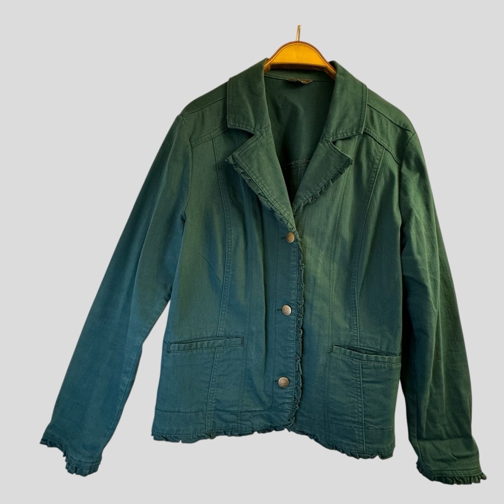 Denver Hayes Women’s Jacket Size XL Turquoise Front Button Closure Front Pockets